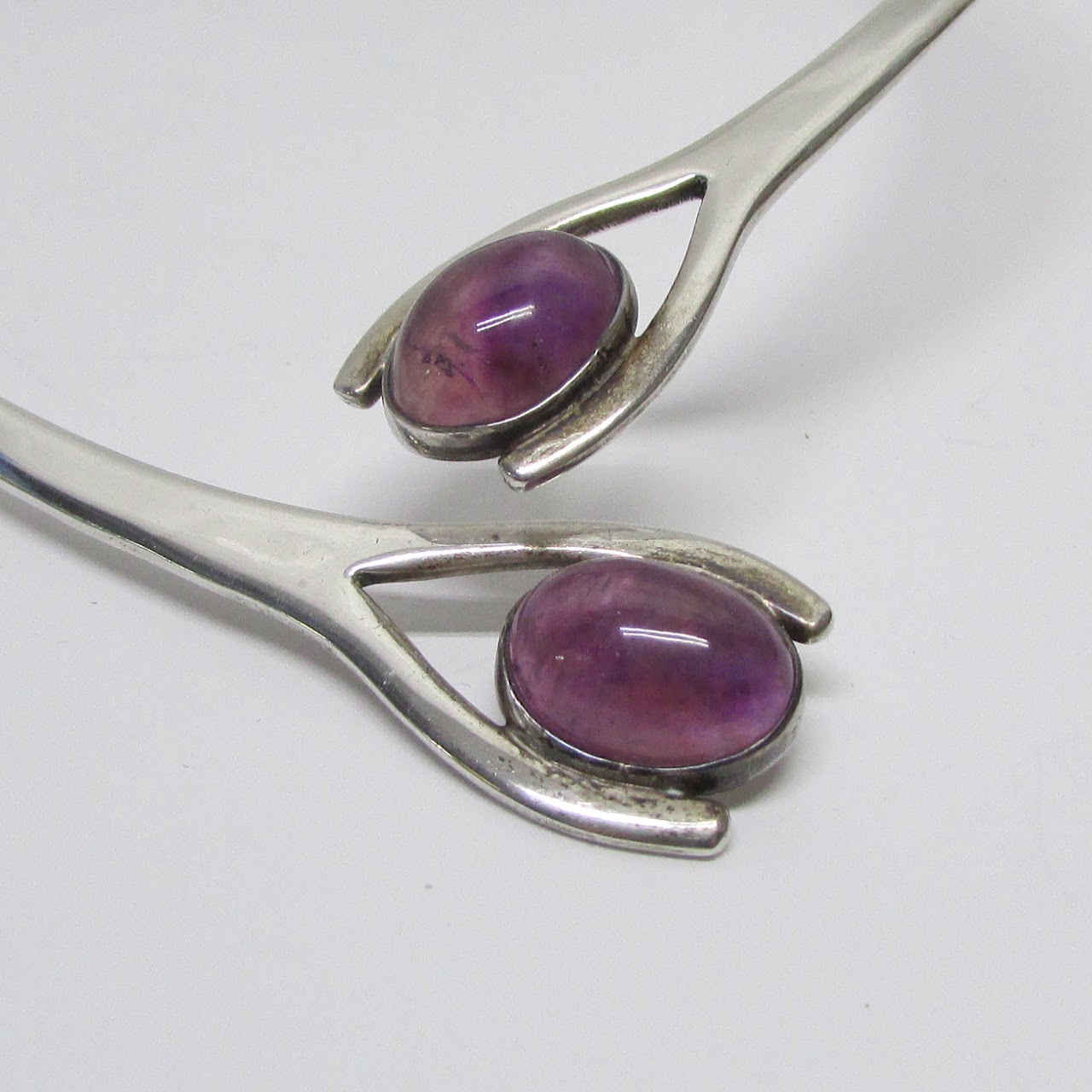 Sterling Silver & Amethyst Modernist Collar Necklace