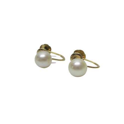 14K Gold & Pearl Screw Back Earrings