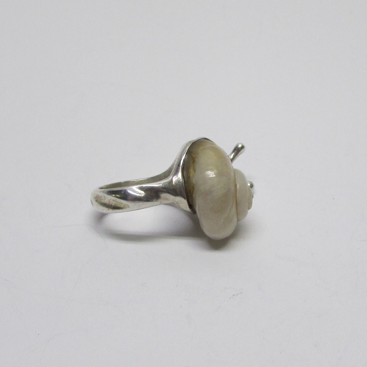 Sterling Silver & Shell Snail Ring