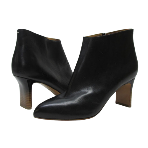 Maison Martin Margiela Ombre-Heeled Black Leather Ankle Booties