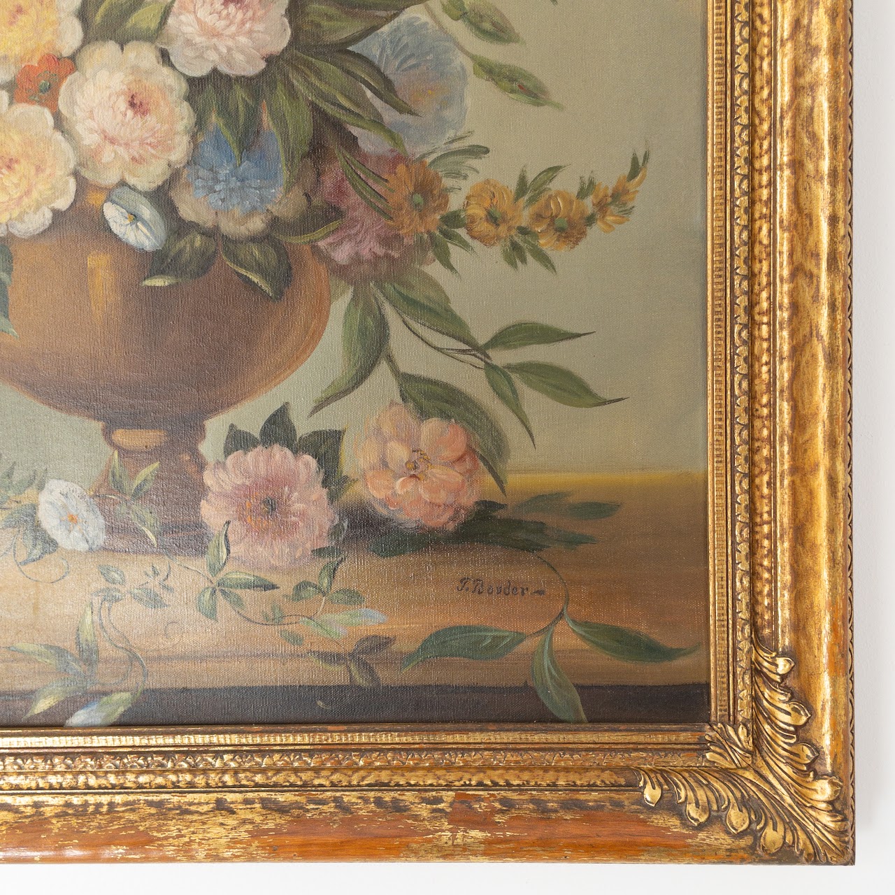 J. Bouder Signed Still Life Floral Painting