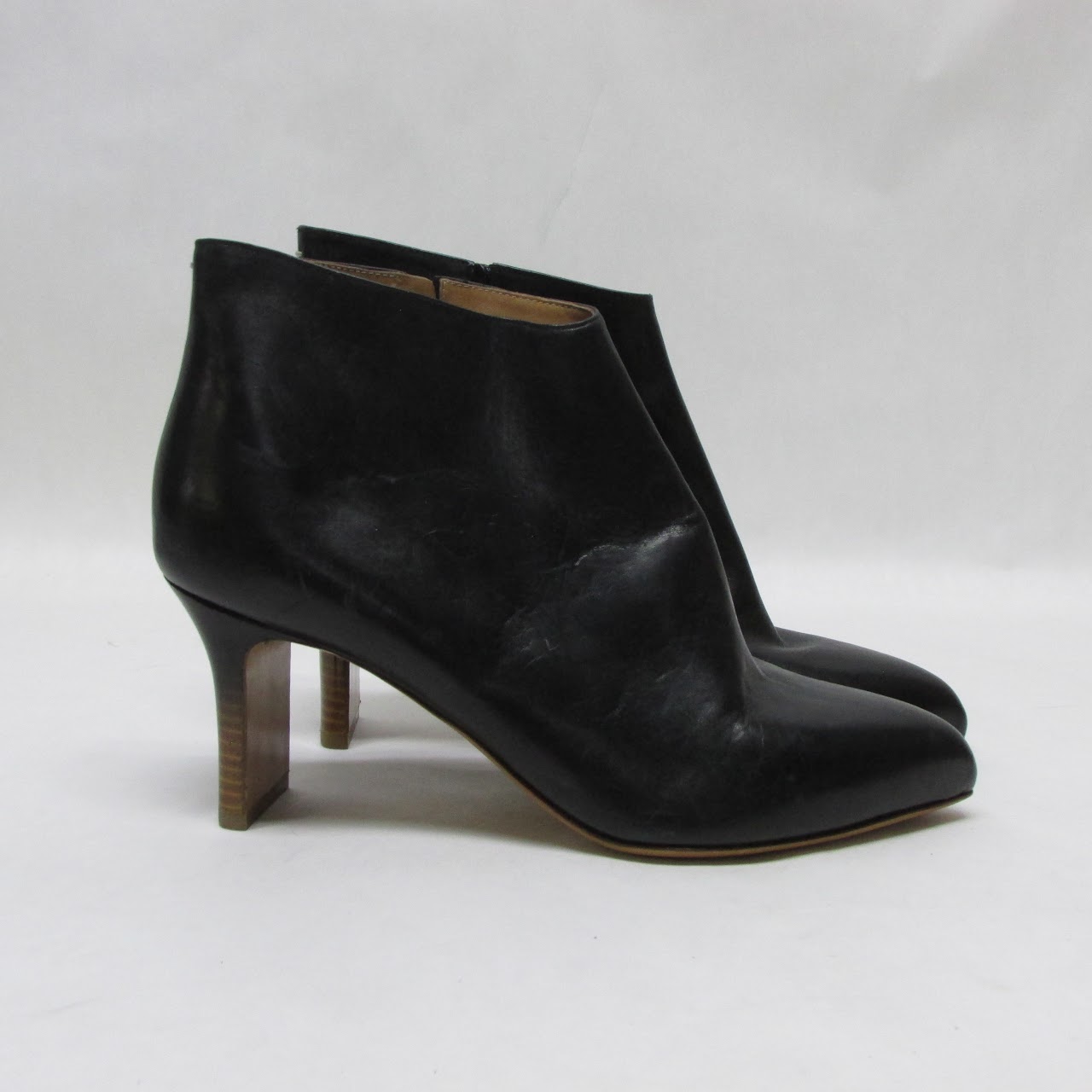 Maison Martin Margiela Ombre-Heeled Black Leather Ankle Booties