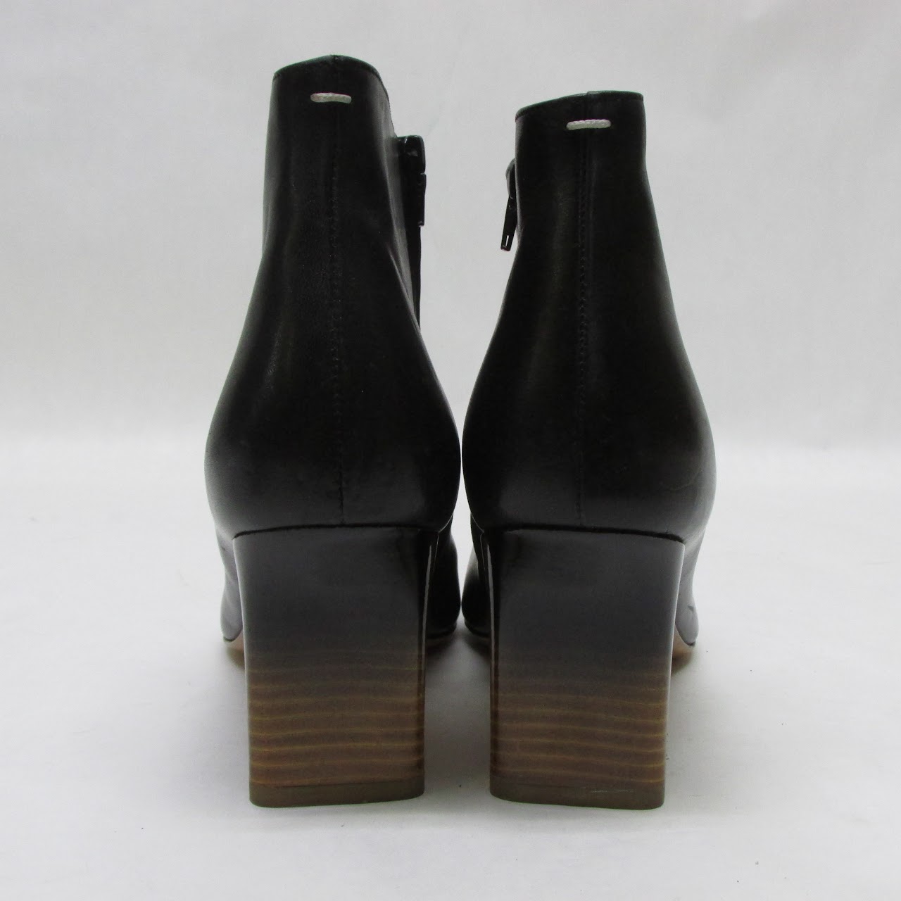 Maison Martin Margiela Ombre-Heeled Black Leather Ankle Booties