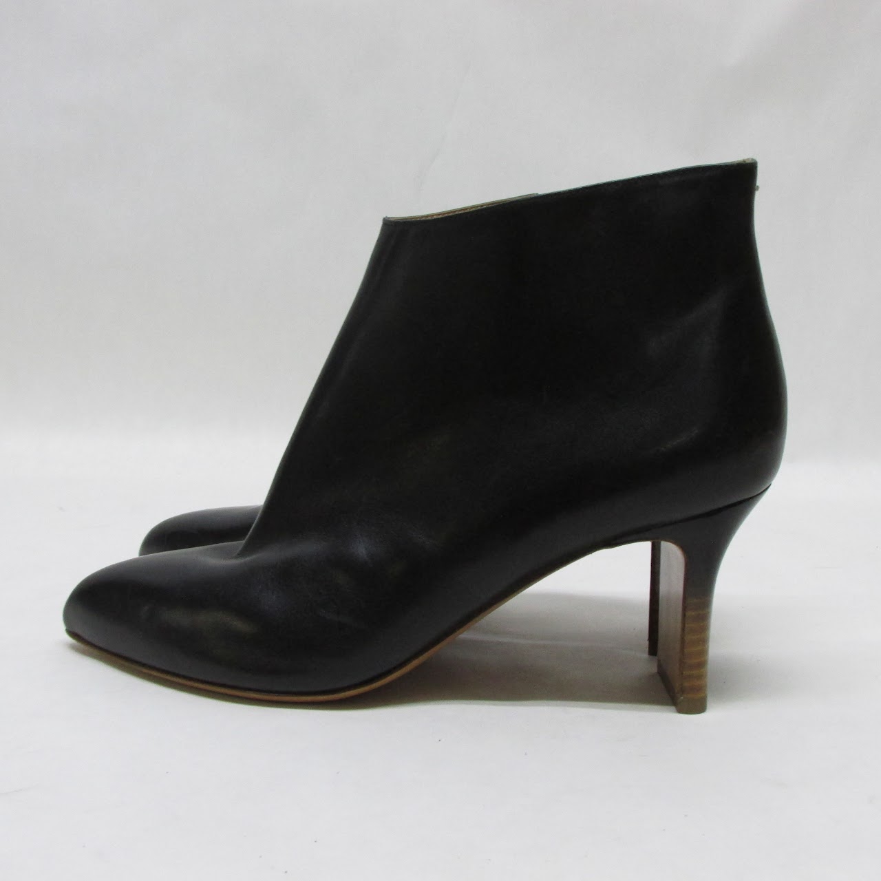 Maison Martin Margiela Ombre-Heeled Black Leather Ankle Booties