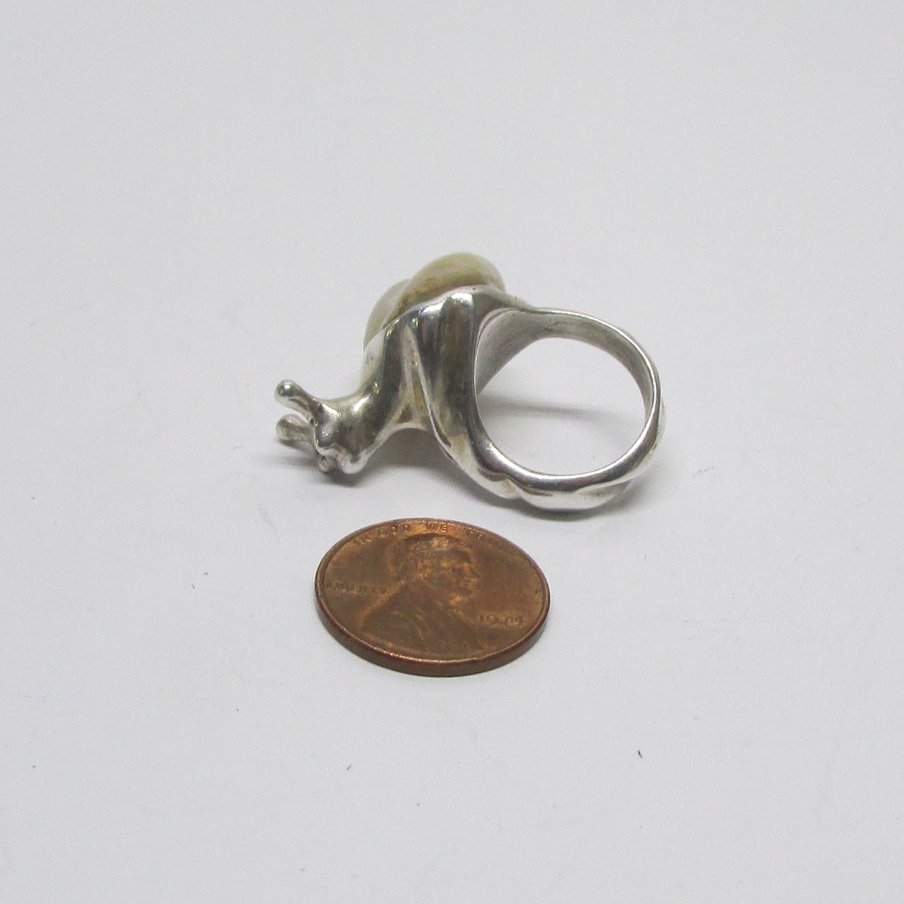 Sterling Silver & Shell Snail Ring