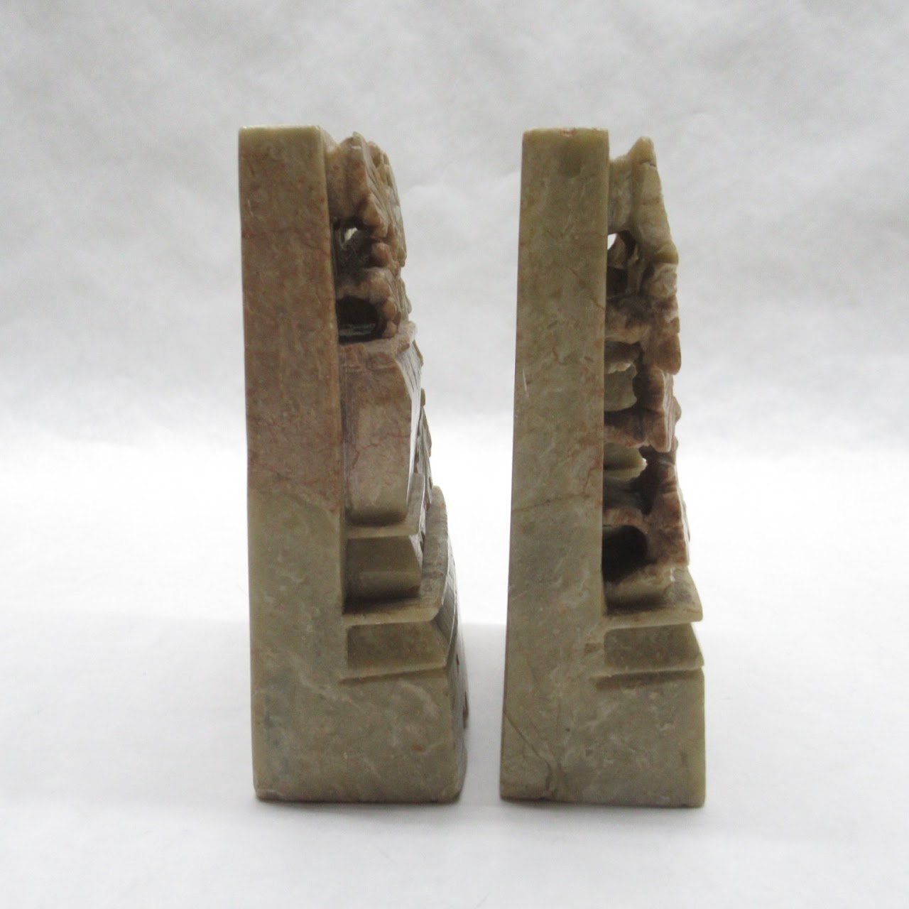 Carved Stone Bookends Pair