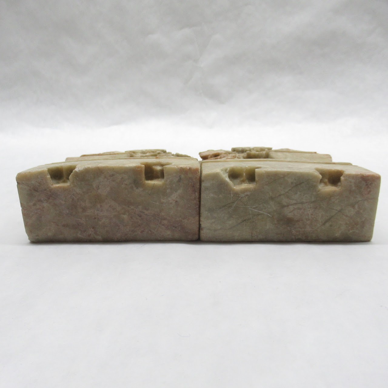 Carved Stone Bookends Pair