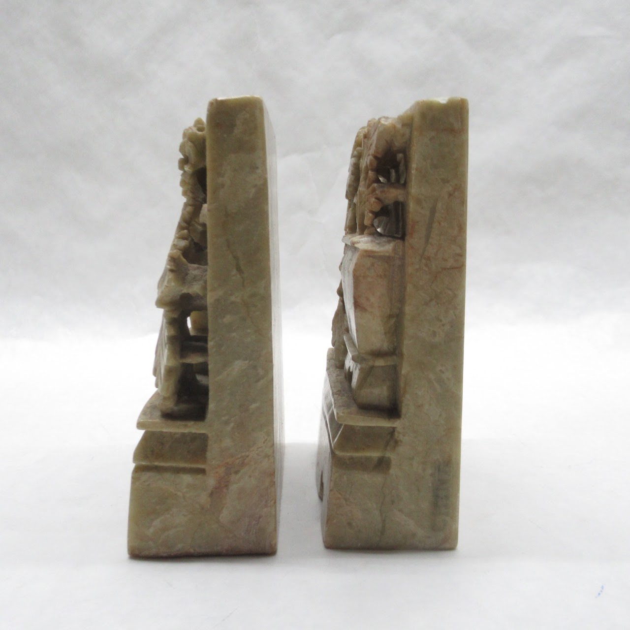 Carved Stone Bookends Pair