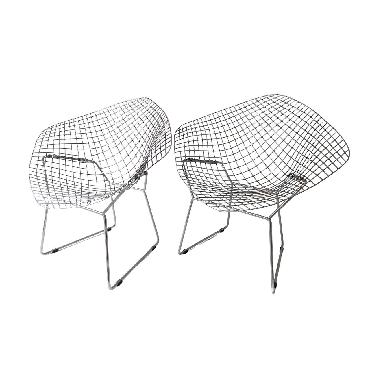 Bertoia-Style Vintage Diamond Wire Chair Pair