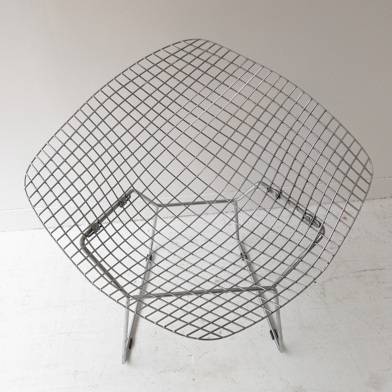 Bertoia-Style Vintage Diamond Wire Chair Pair