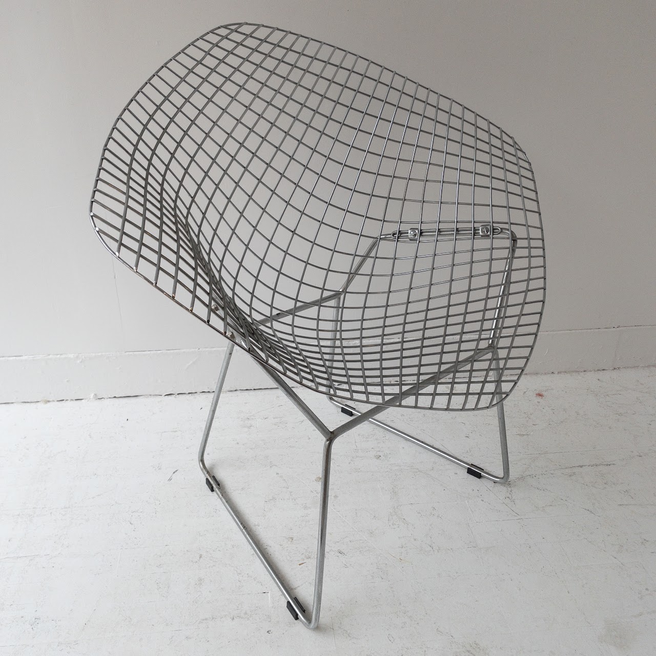 Bertoia-Style Vintage Diamond Wire Chair Pair