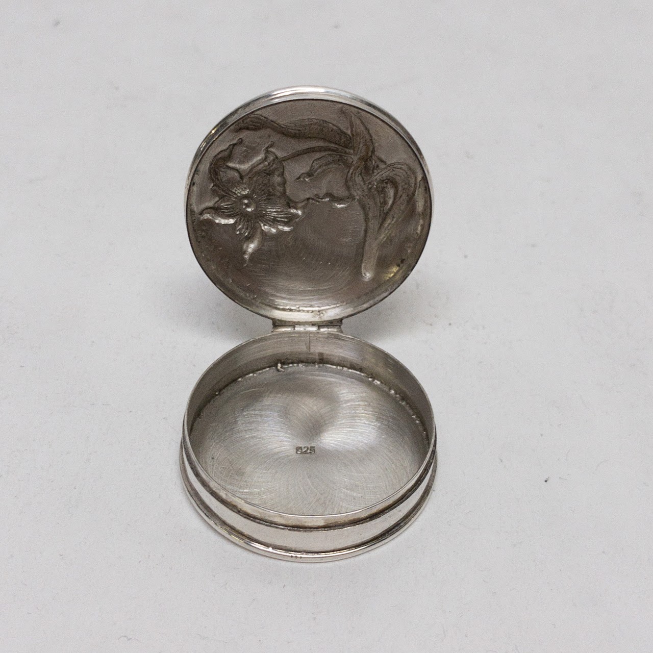 Sterling Silver Floral Pill Box