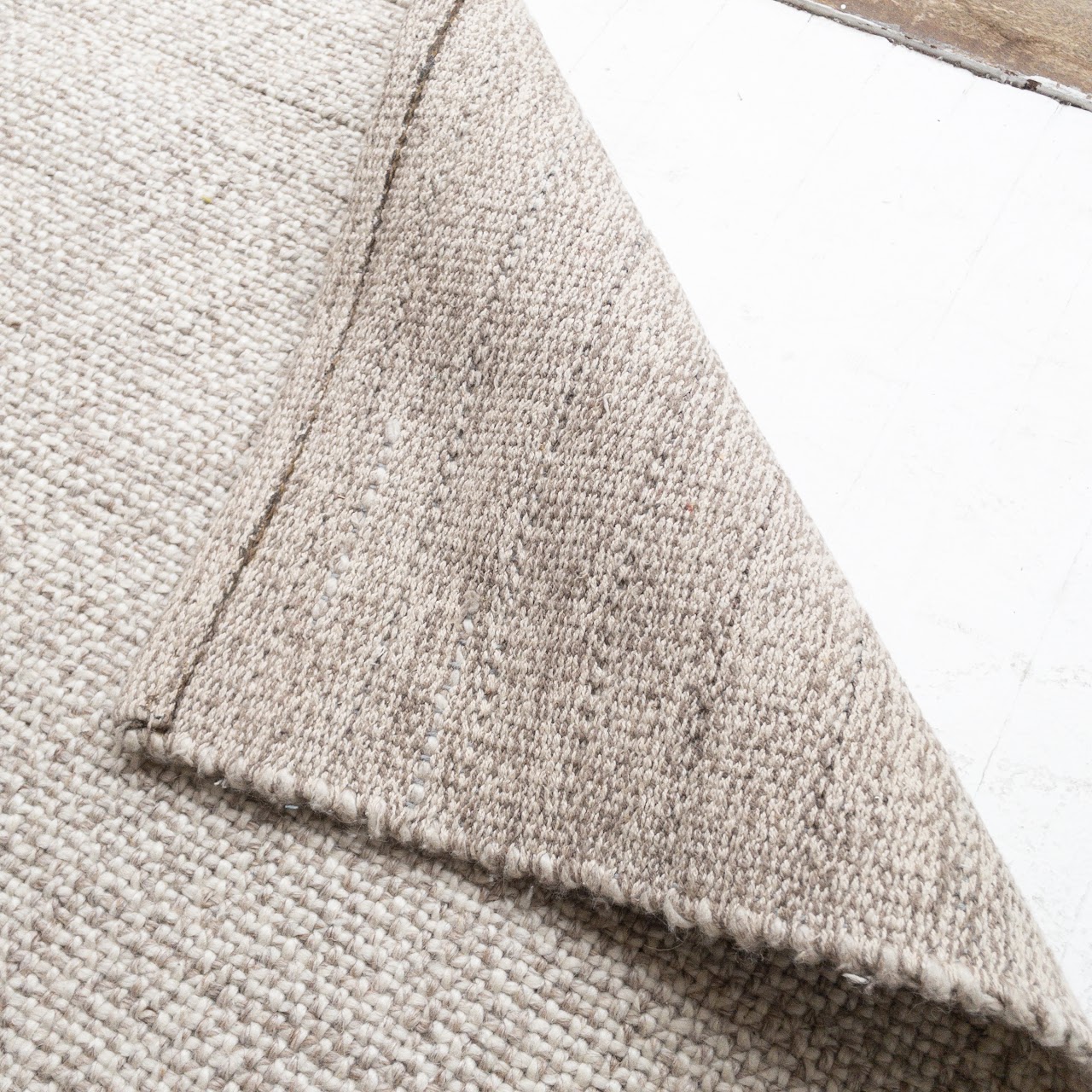 Beige Heathered Wool Area Rug