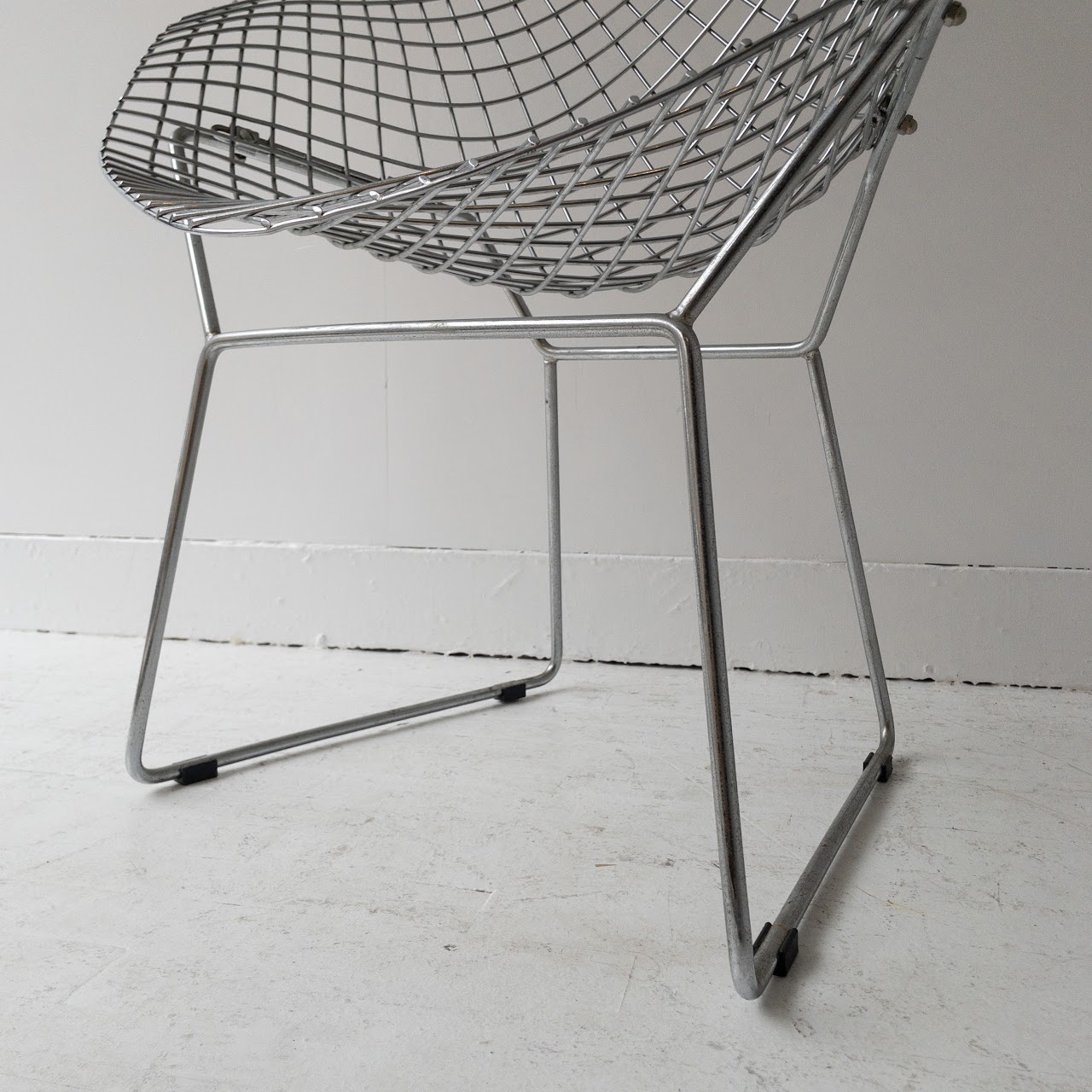 Bertoia-Style Vintage Diamond Wire Chair Pair