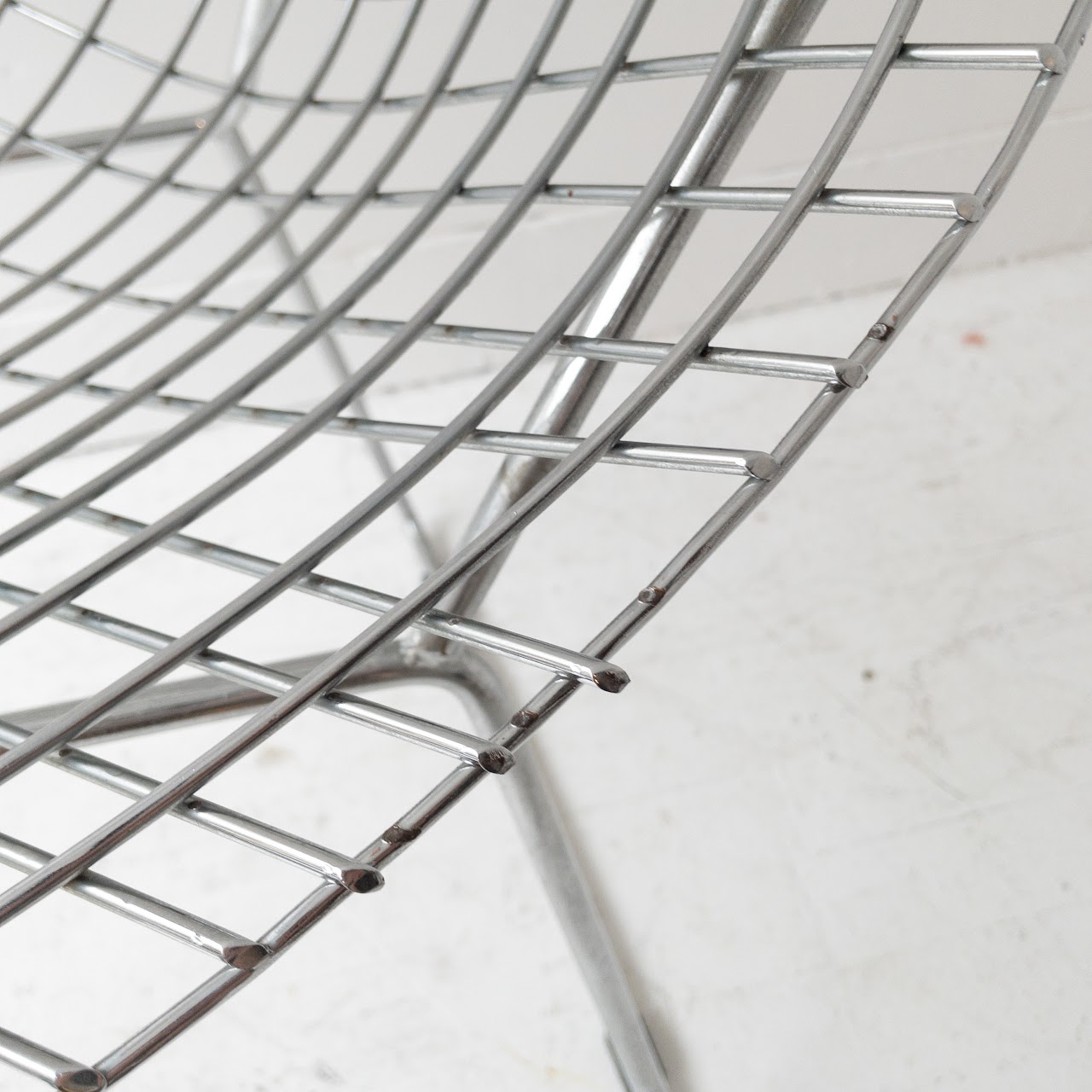 Bertoia-Style Vintage Diamond Wire Chair Pair