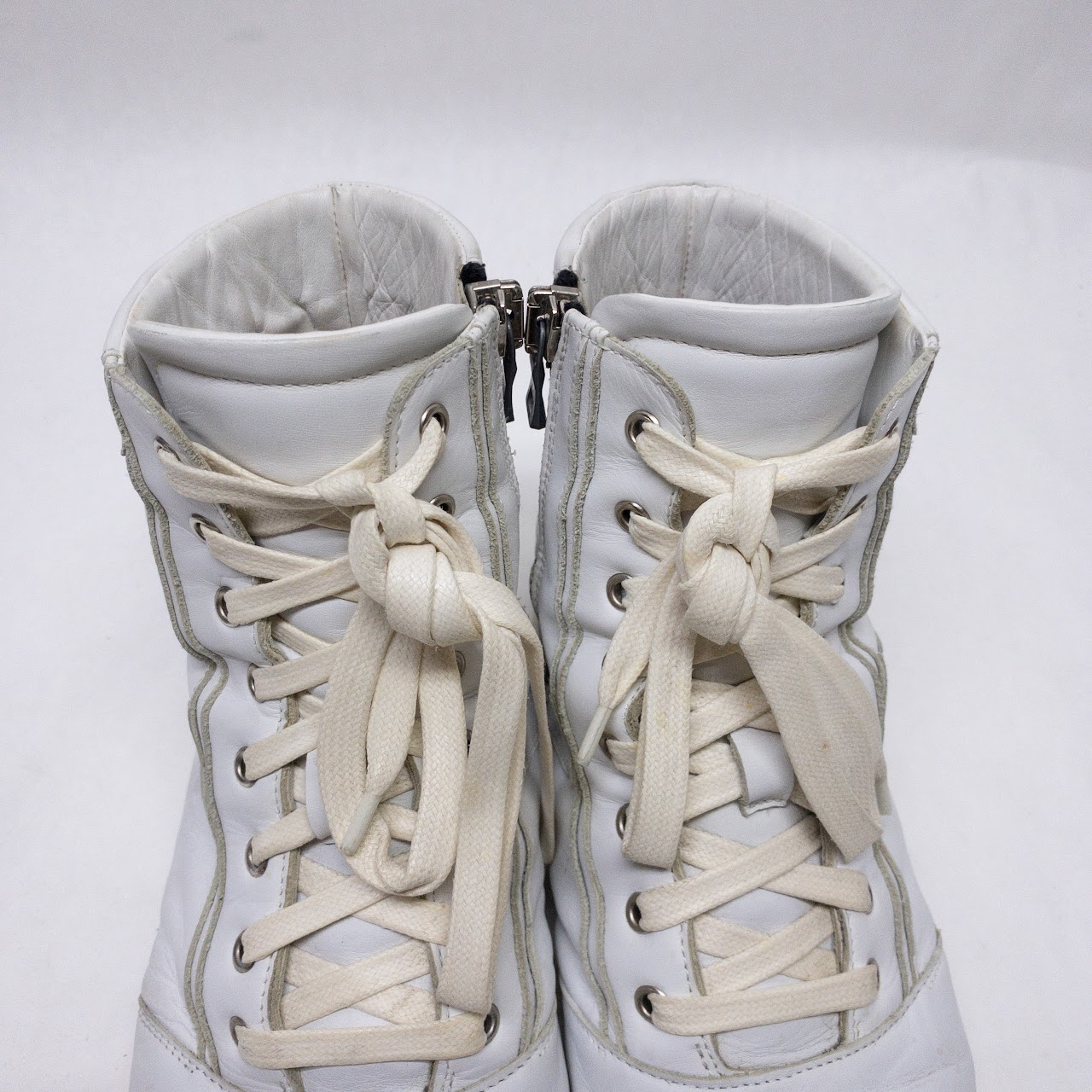 Balmain White Leather High Top Sneakers