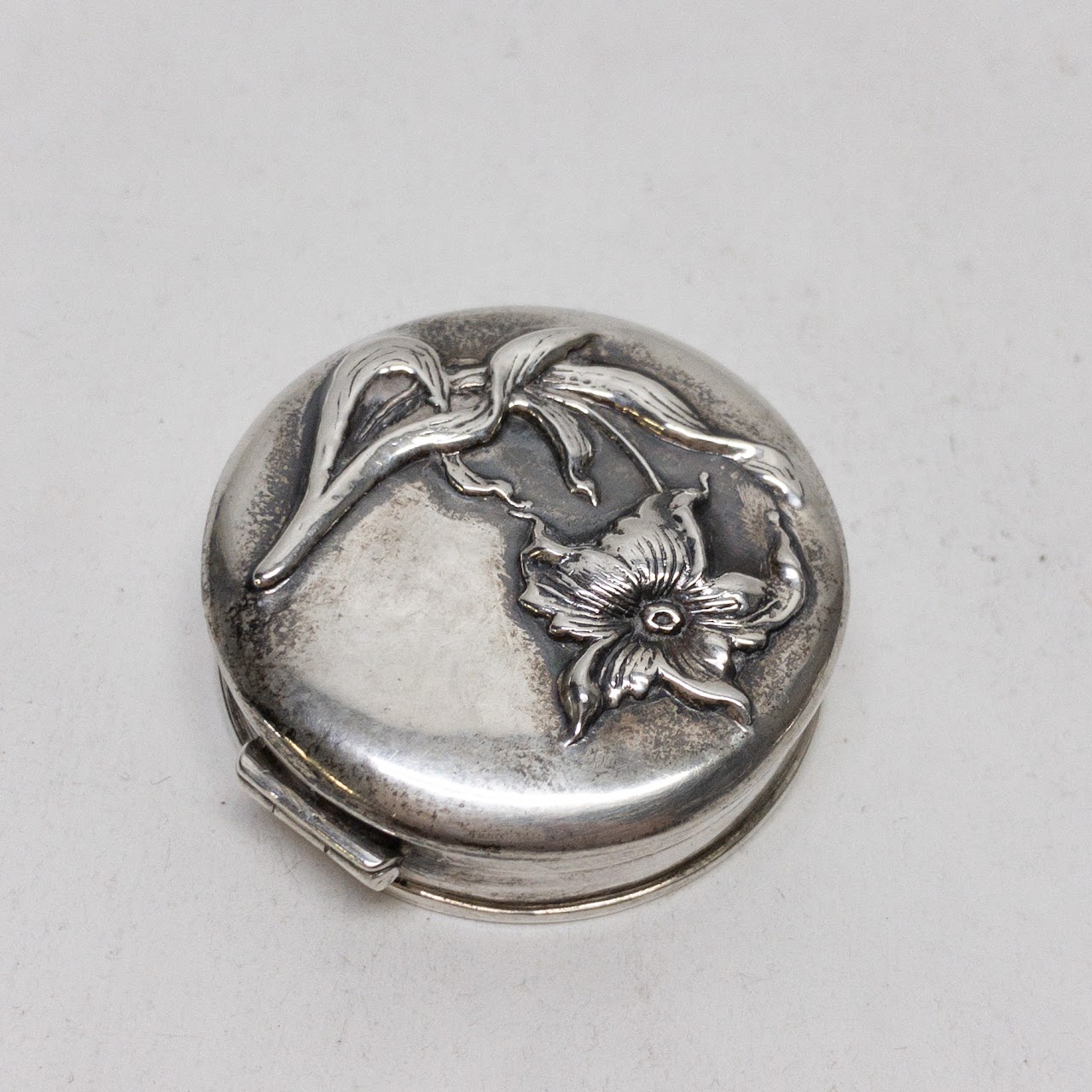 Sterling Silver Floral Pill Box