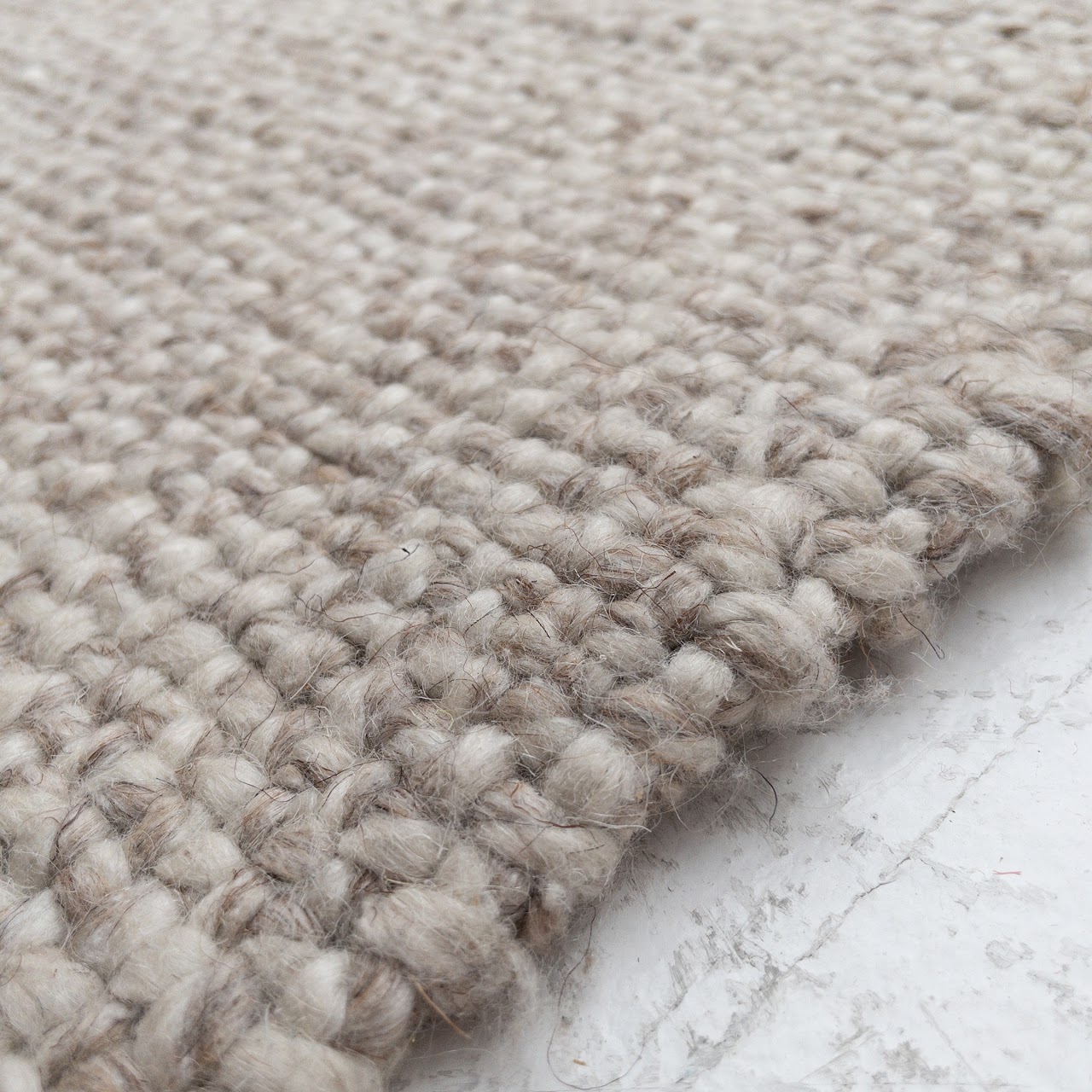 Beige Heathered Wool Area Rug