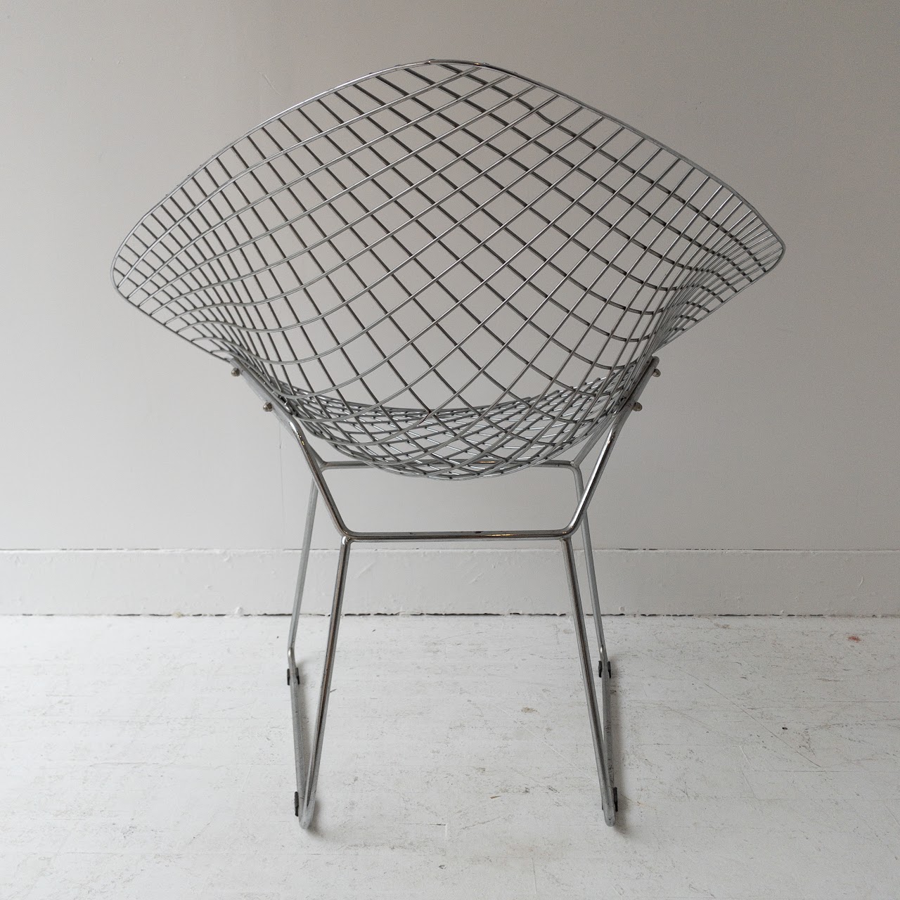 Bertoia-Style Vintage Diamond Wire Chair Pair