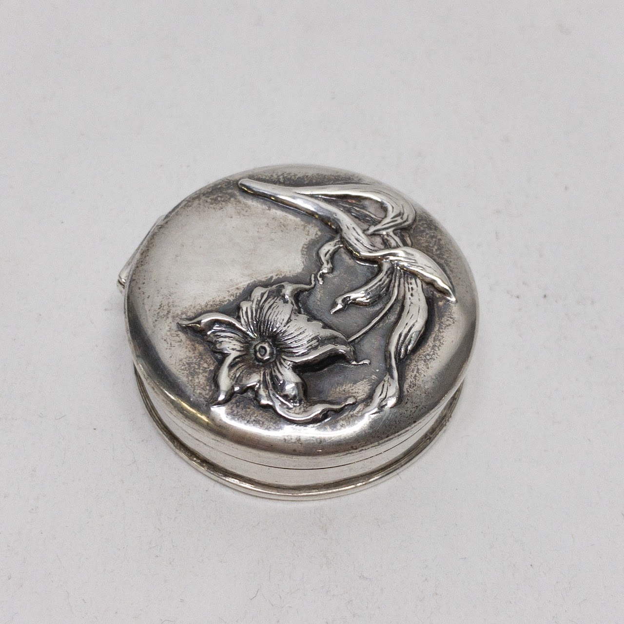 Sterling Silver Floral Pill Box