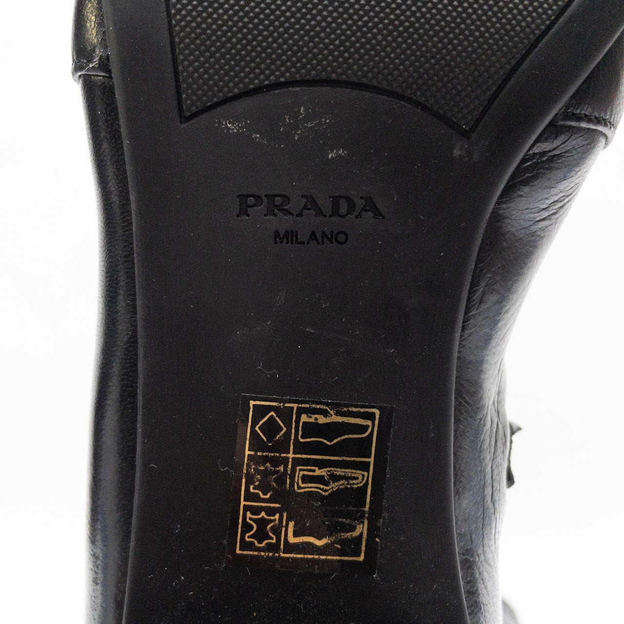 Prada Black Leather Calf-High Boots