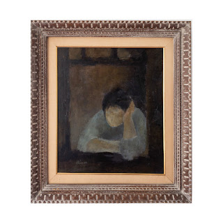 Dianne Singer Signed 'Woman at the WIndow' Oil Painting