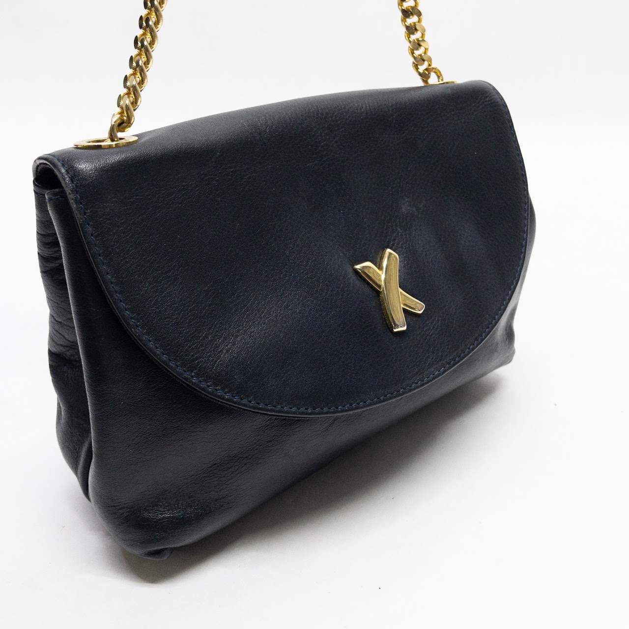 Paloma Picasso Vintage Midnight Blue Leather Crossbody Bag