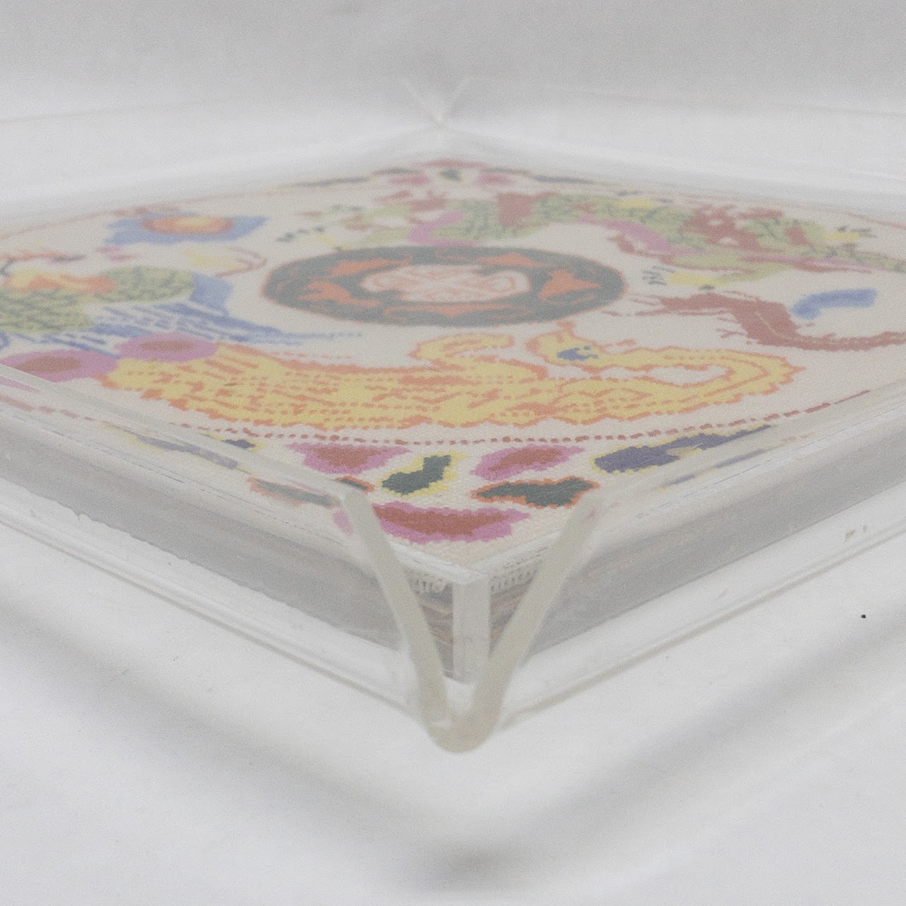 Vintage Needlepoint and Acrylic Serving Tray