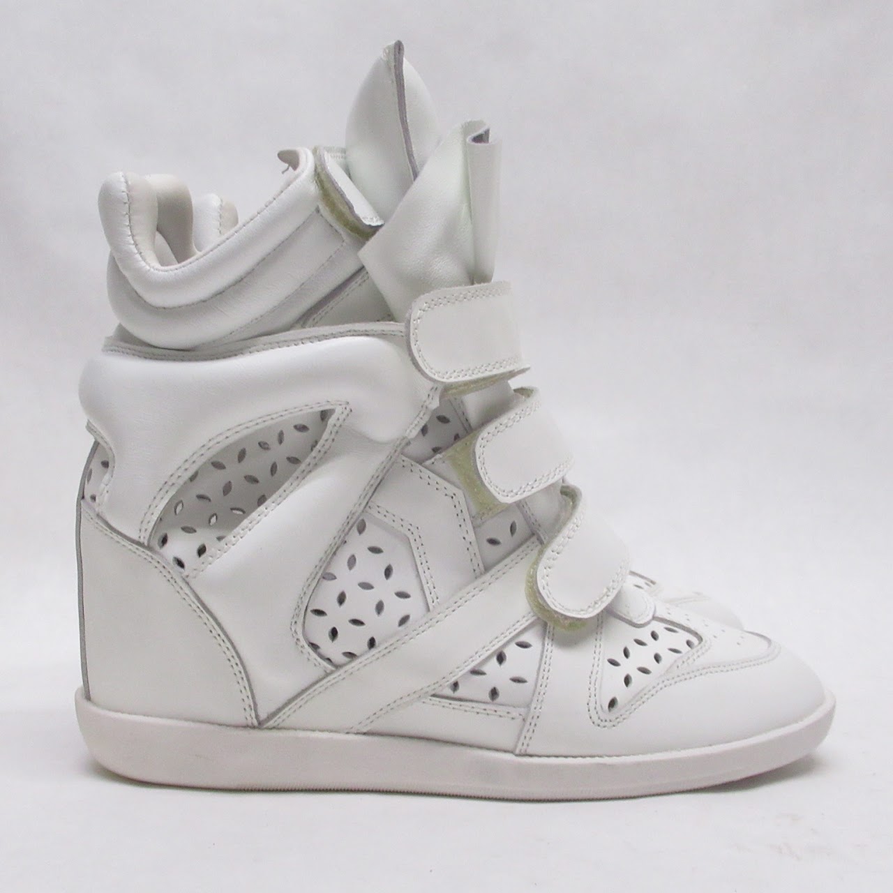 Isabel Marant Leather High Top Wedge Sneakers