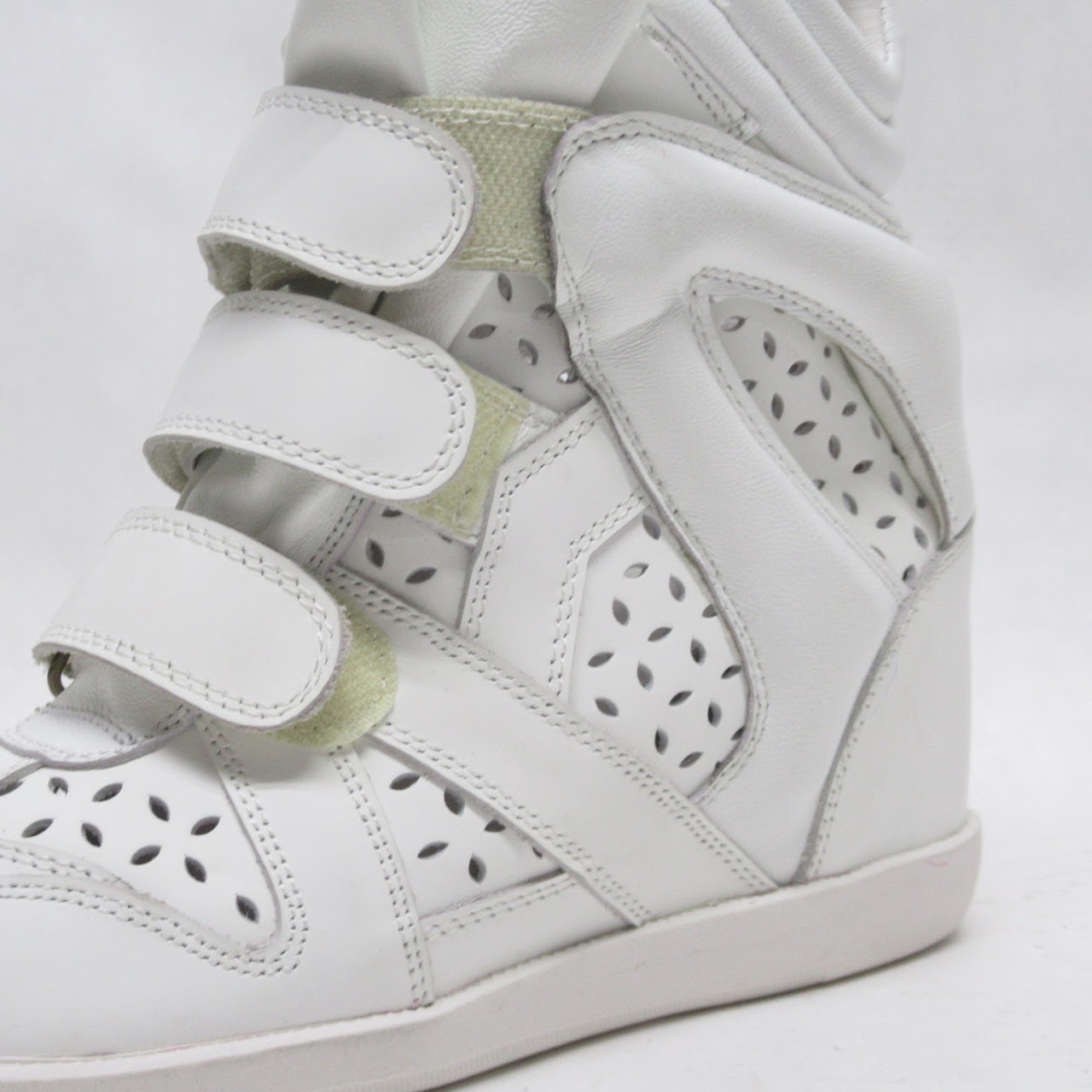 Isabel Marant Leather High Top Wedge Sneakers