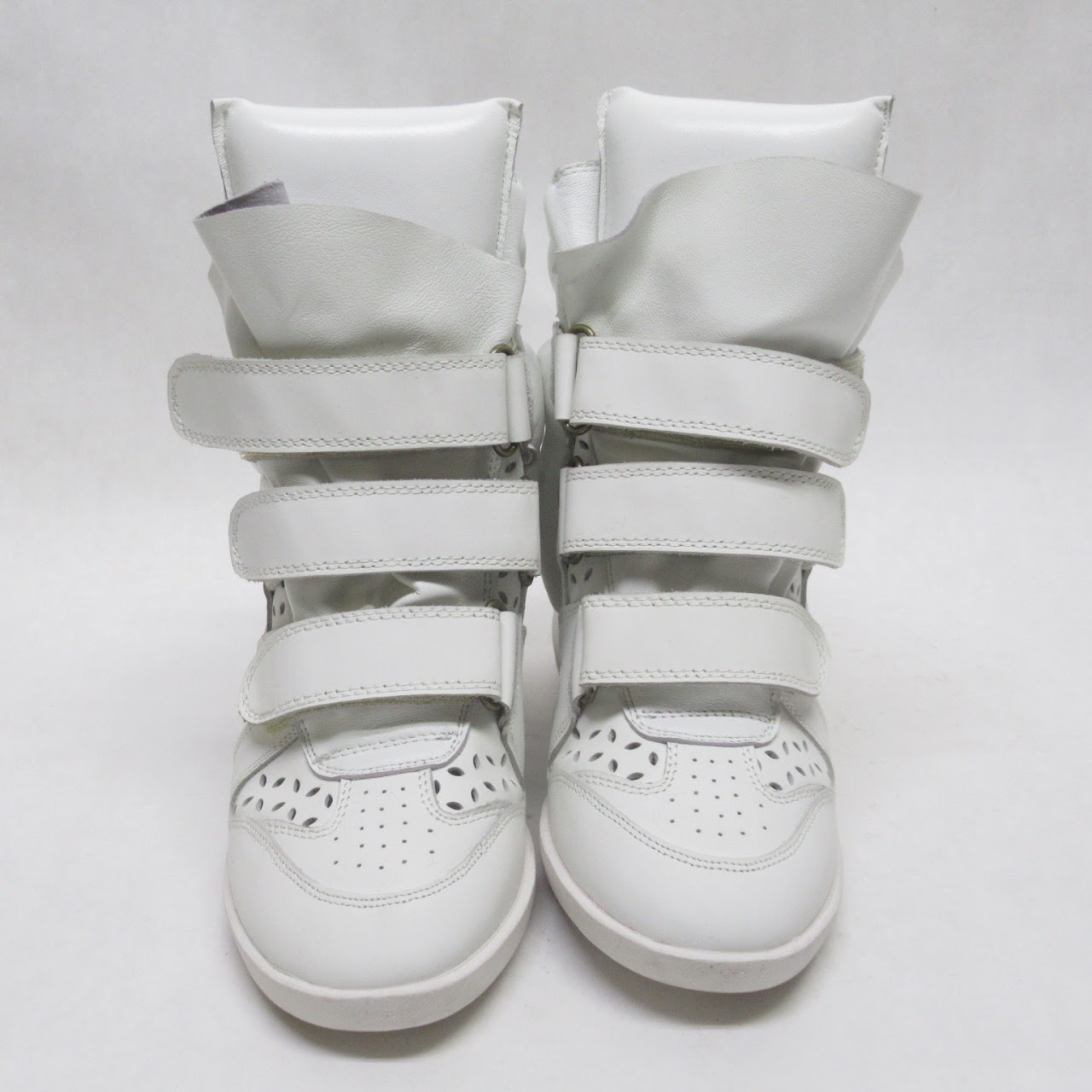 Isabel Marant Leather High Top Wedge Sneakers