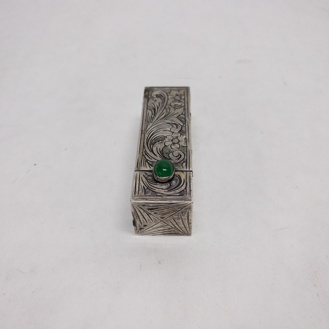 800 Silver & Malachite Vintage Lipstick Case