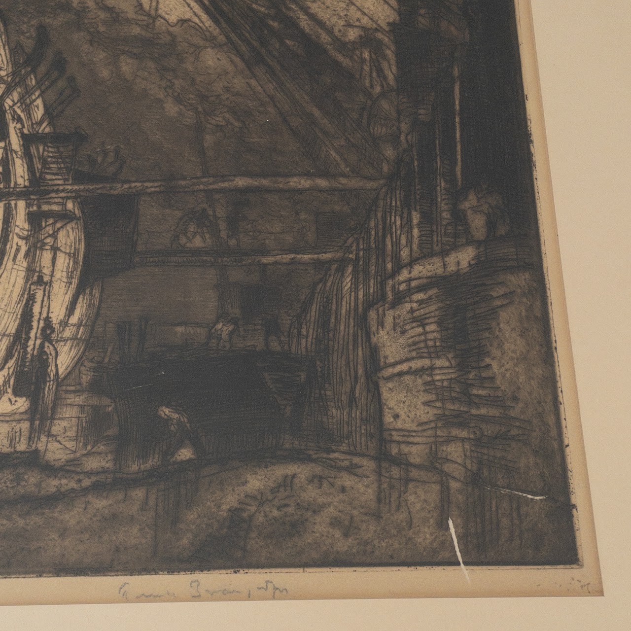 Frank Brangwyn 'Breaking Up the Duncan' Signed Etching