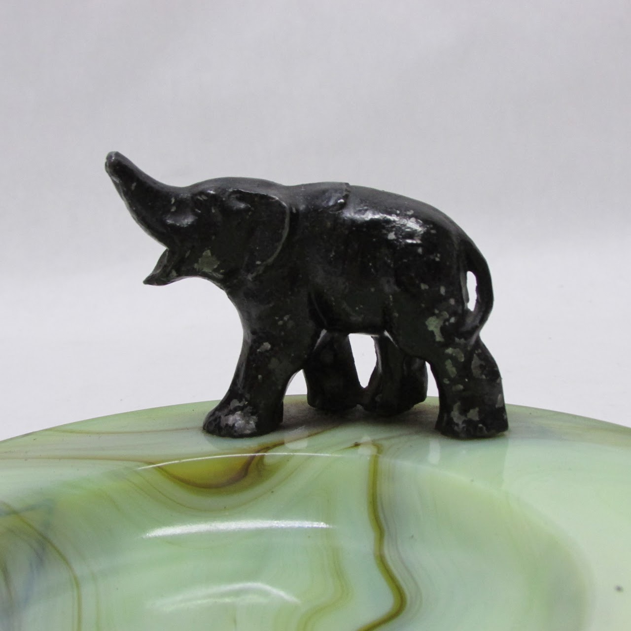 Vintage Slag Glass Elephant Ashtray