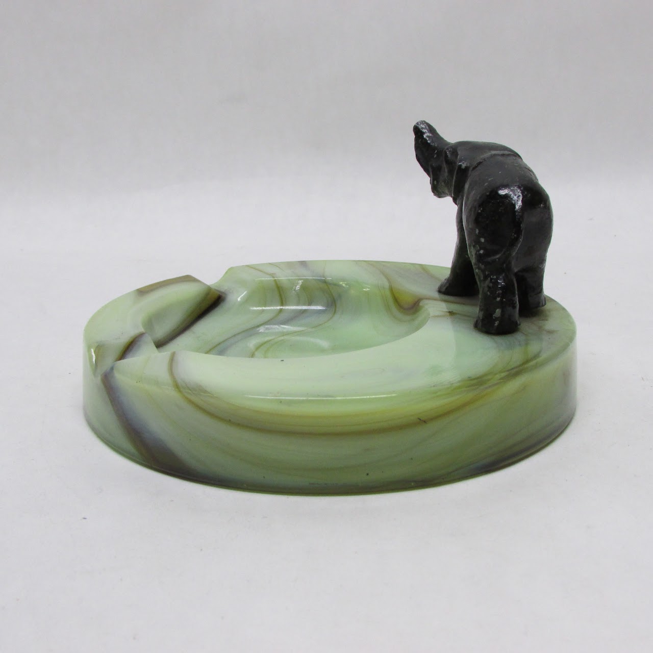 Vintage Slag Glass Elephant Ashtray