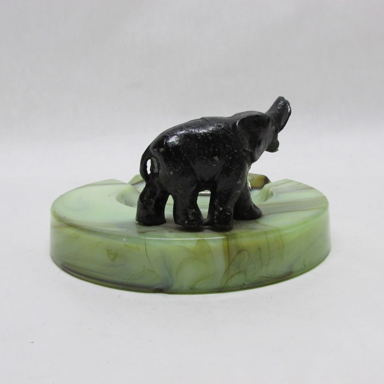 Vintage Slag Glass Elephant Ashtray