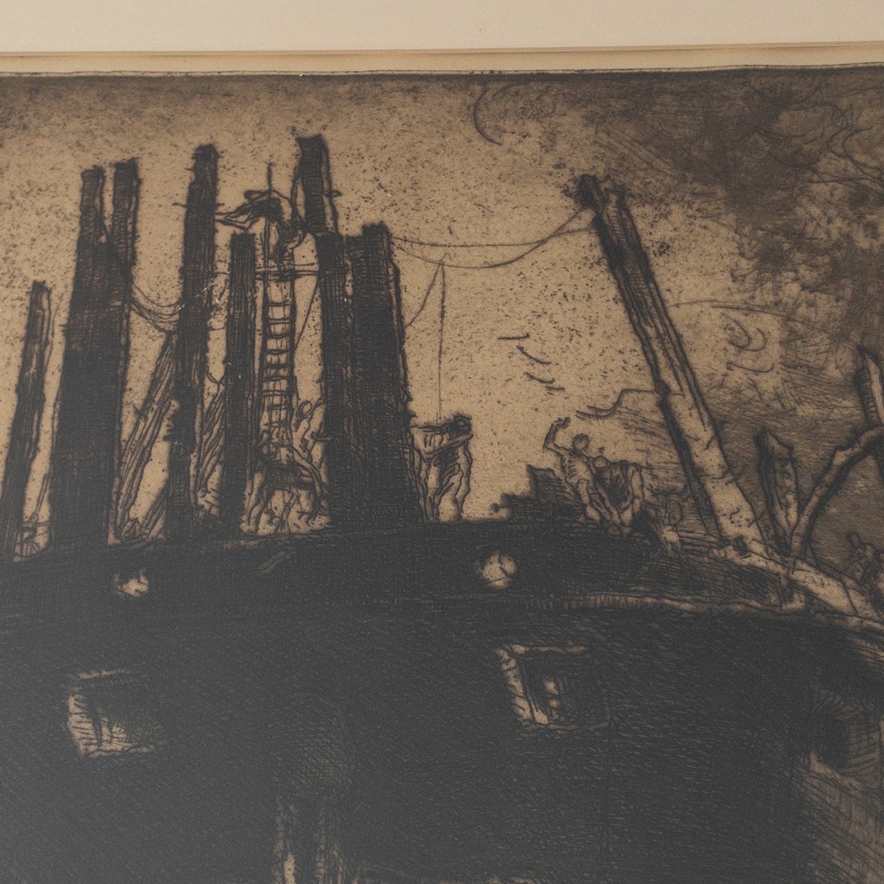 Frank Brangwyn 'Breaking Up the Duncan' Signed Etching