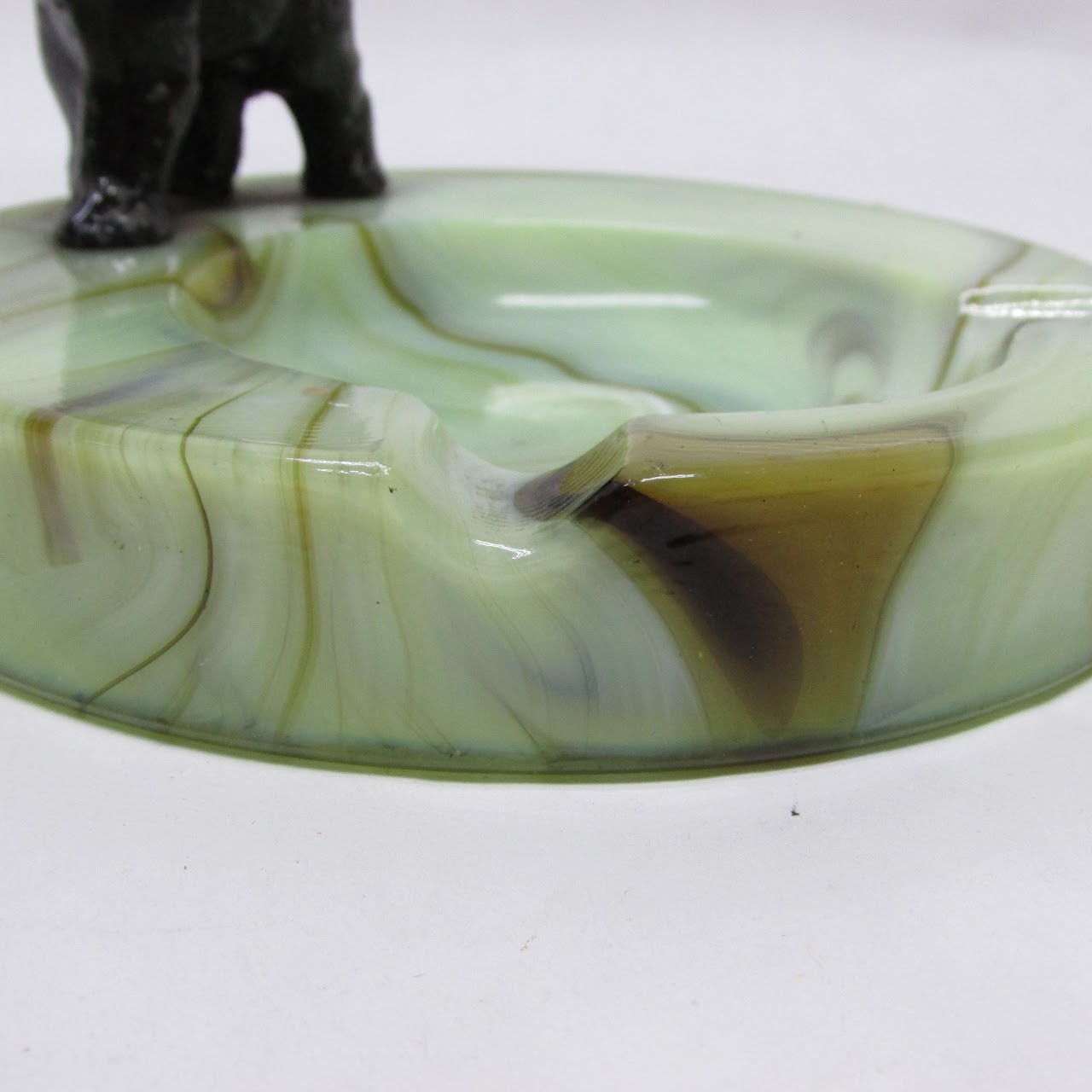 Vintage Slag Glass Elephant Ashtray