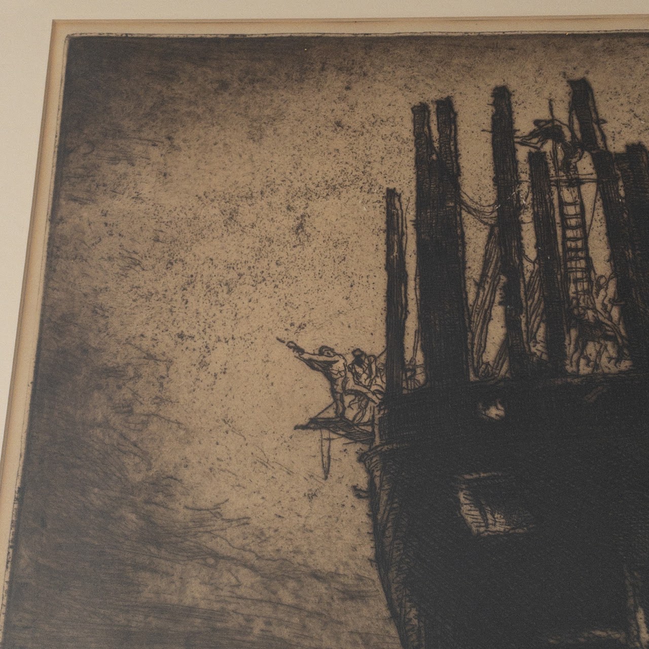 Frank Brangwyn 'Breaking Up the Duncan' Signed Etching