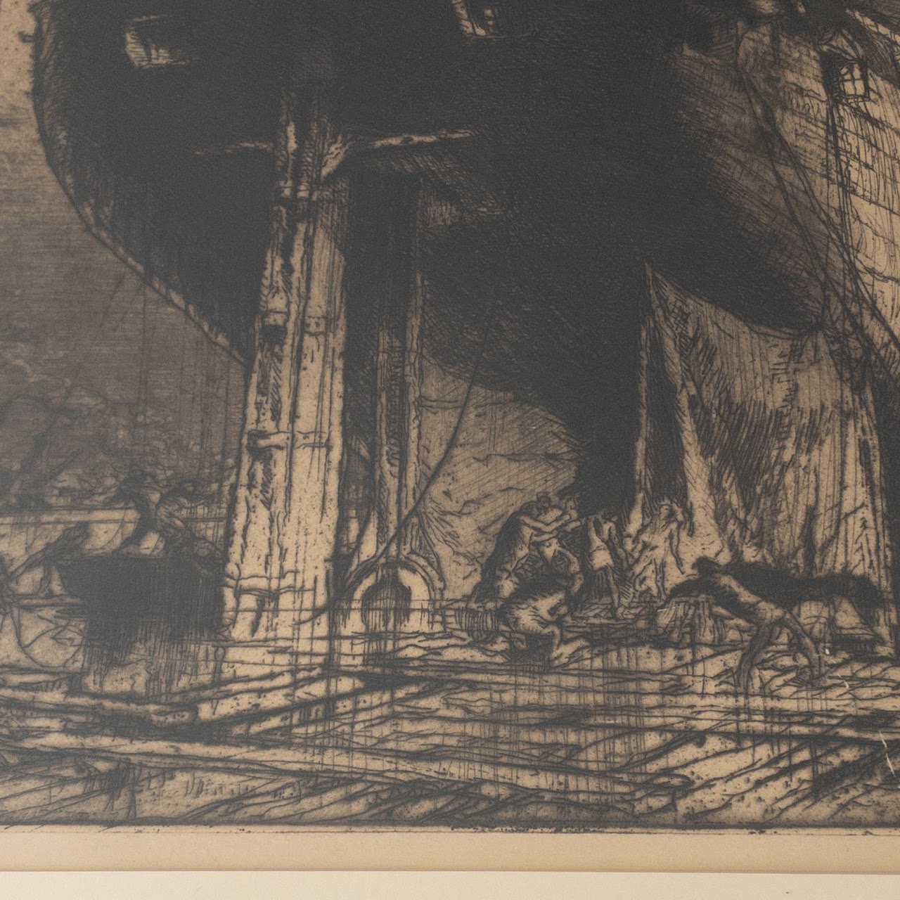 Frank Brangwyn 'Breaking Up the Duncan' Signed Etching