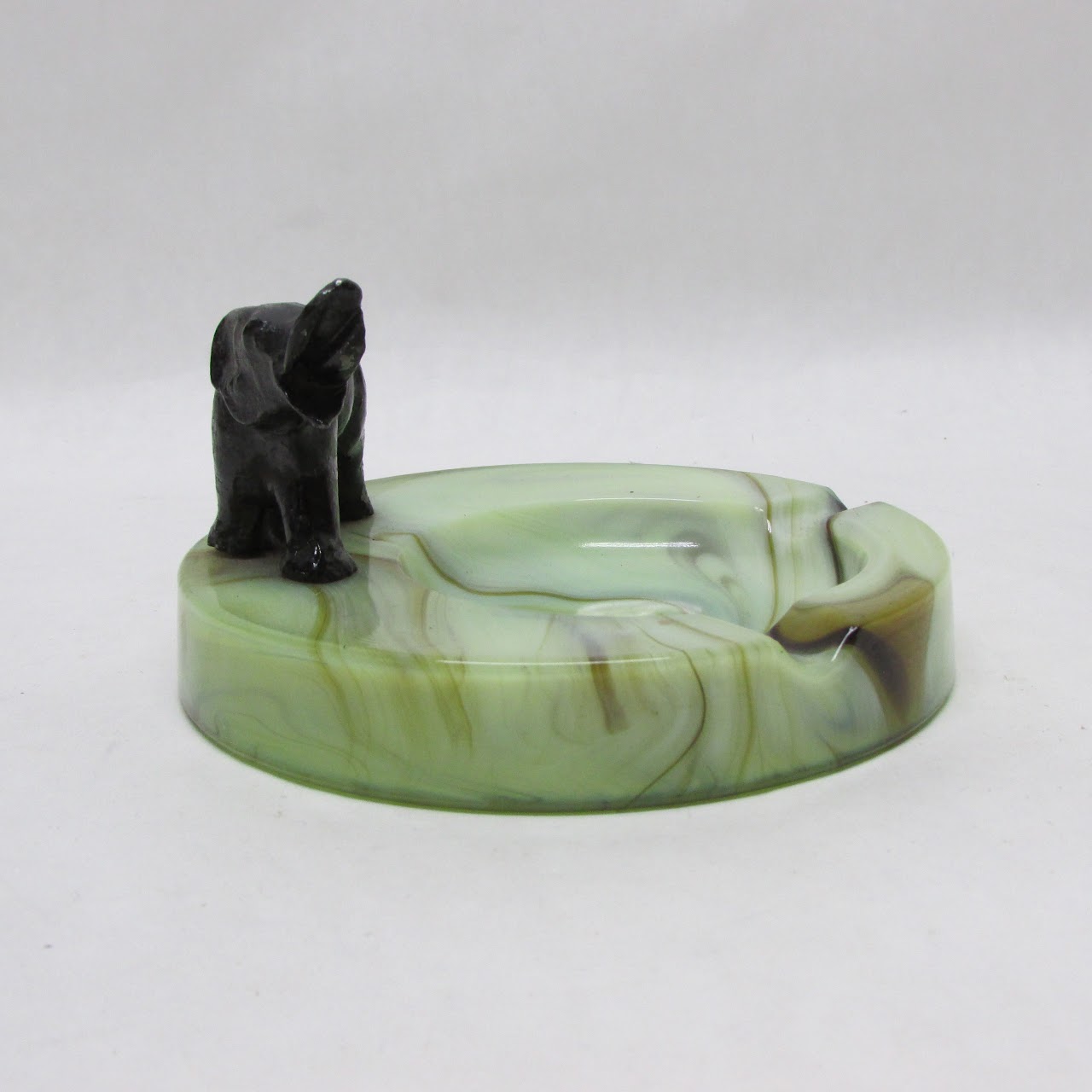 Vintage Slag Glass Elephant Ashtray