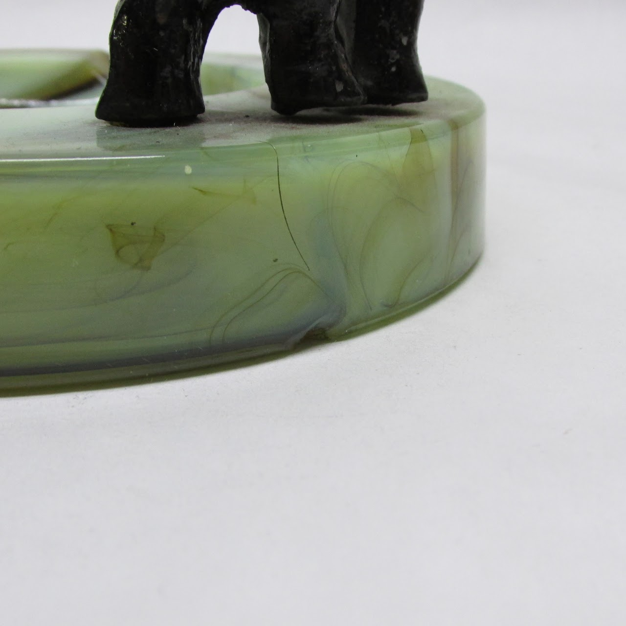 Vintage Slag Glass Elephant Ashtray