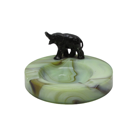 Vintage Slag Glass Elephant Ashtray