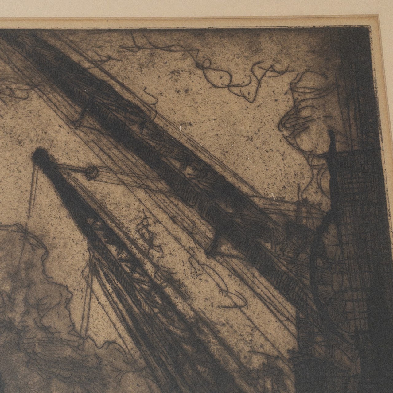 Frank Brangwyn 'Breaking Up the Duncan' Signed Etching