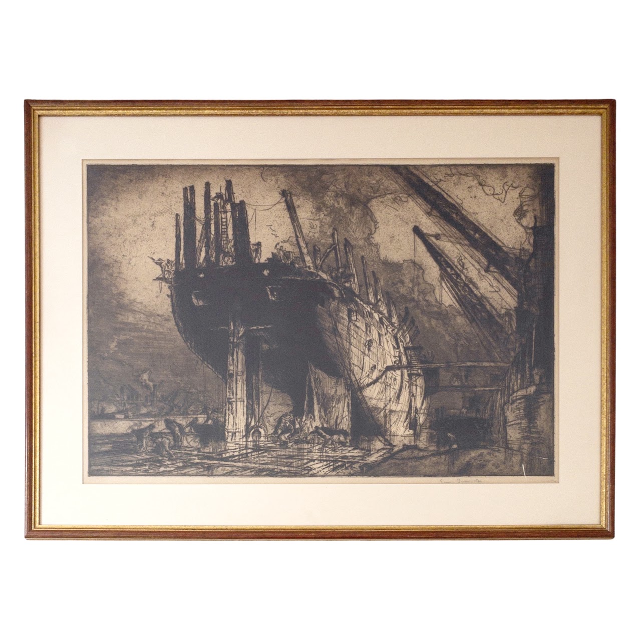 Frank Brangwyn 'Breaking Up the Duncan' Signed Etching