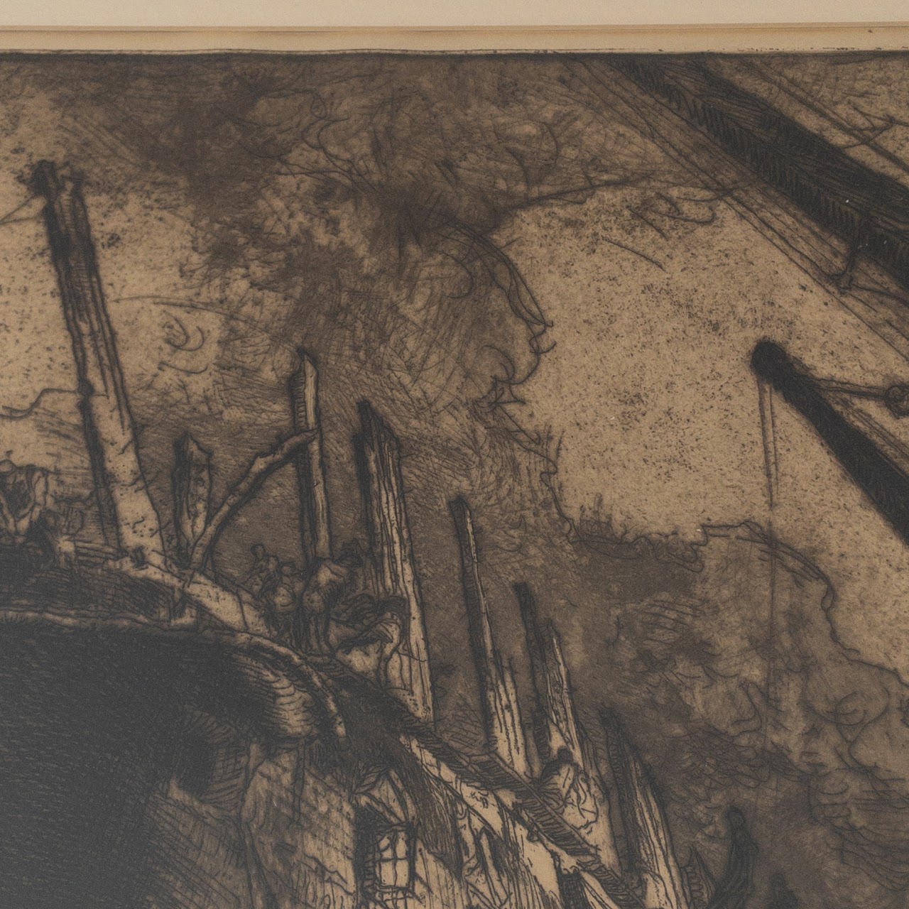 Frank Brangwyn 'Breaking Up the Duncan' Signed Etching