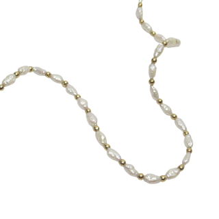 14K Gold & Seed Pearl Necklace