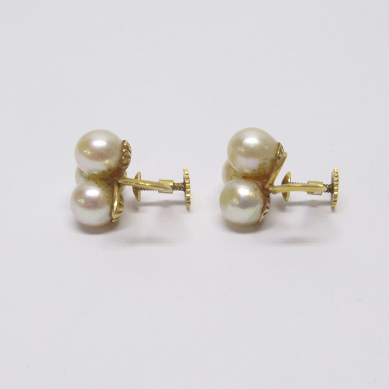 18K Gold & Pearl Clip Earrings