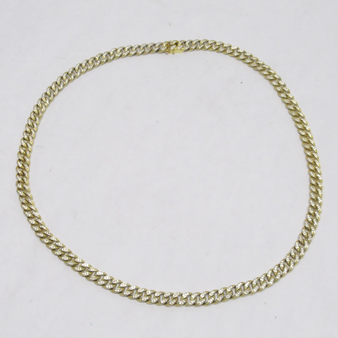 Vermeil & Crystal Curb Chain Necklace