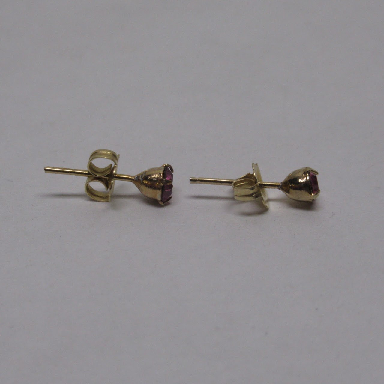 14K Gold Stud Earrings With Gemstone Setting